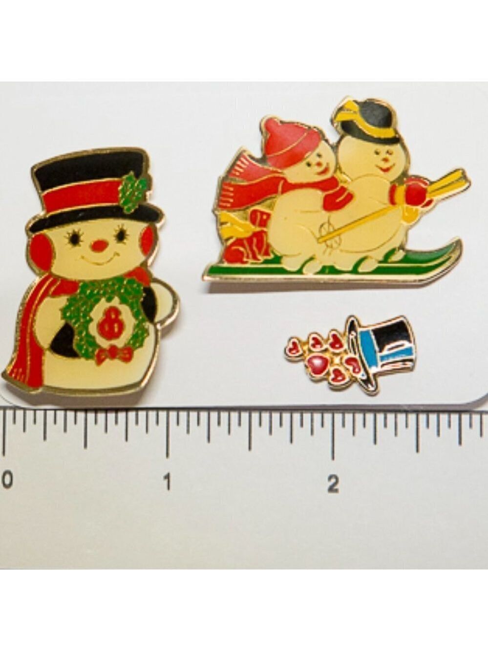 CUTE Vintage Snowman Pins LOT of 3